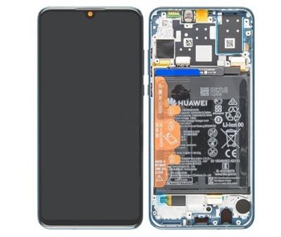 Display Lcd completo di touch screen con frame e batteria Originale per Huawei P30 Lite MAR-LX1A - Blu