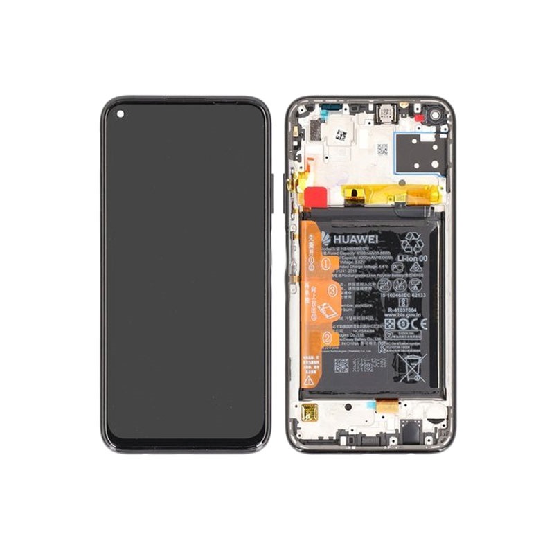 Display Lcd completo di touch screen con frame e batteria Originale per Huawei P40 Lite JNY-L21A - Nero