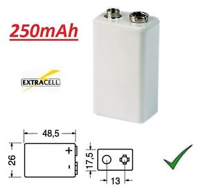 Batteria Pila 9V Ricaricabile 250mAh