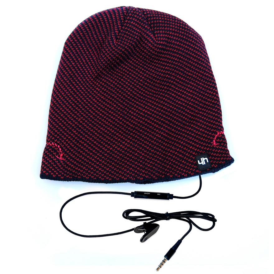 Cappellino invernare con auricolare e microfono bordeaux