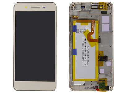 DISPLAY LCD + TOUCH SCREEN PER HUAWEI P8 LITE SMART COMPLETO DI BATTERIA E FRAME - TAG-L01 - GOLD