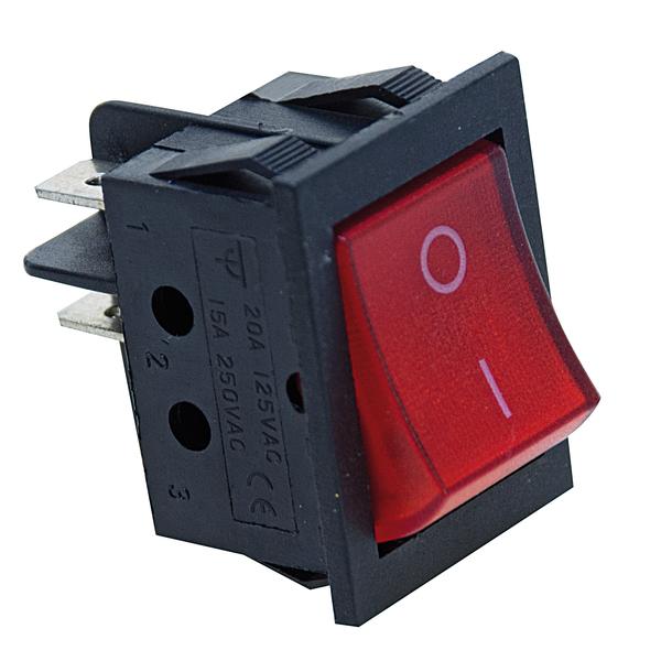 INTERRUTTORE 0-1 15A 250Vac LUM. ROSSO 35x26 mm