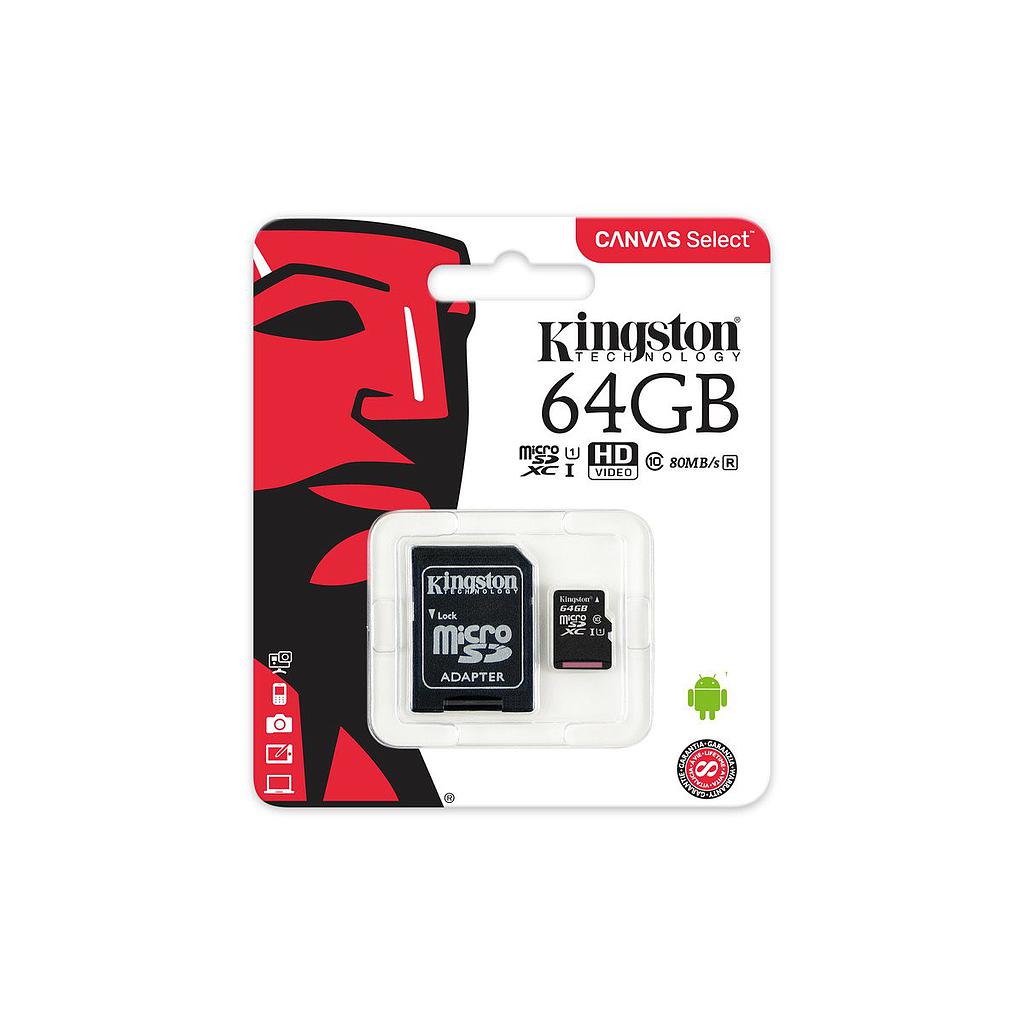 KINGSTON MICRO SDCS 64GB CLASS 10 ADATTATORE SD INCLUSO