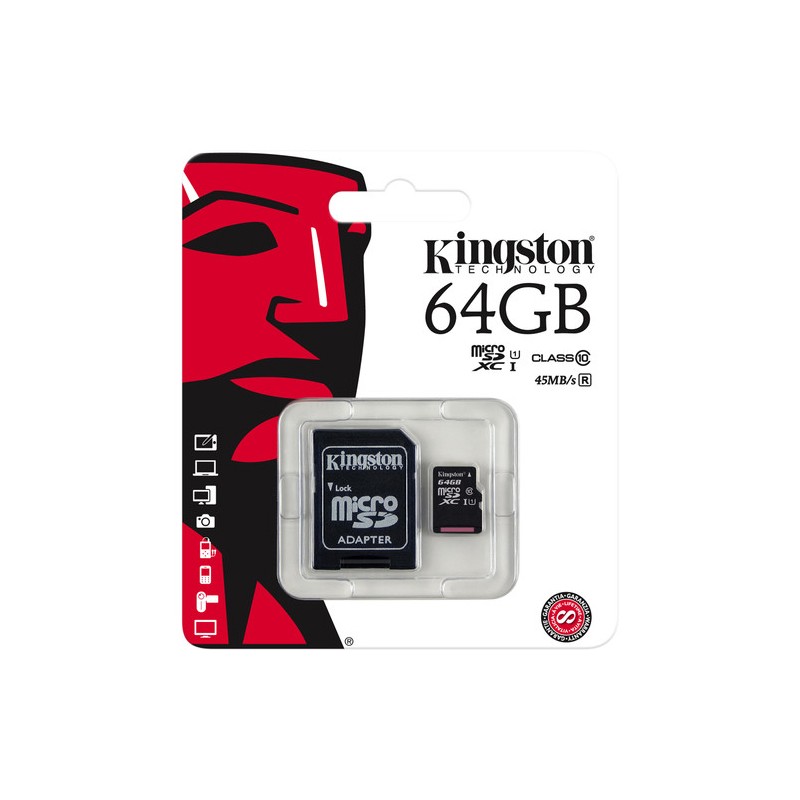 KINGSTON MICRO SDXC 64GB CLASS 10 ADATTATORE SD INCLUSO