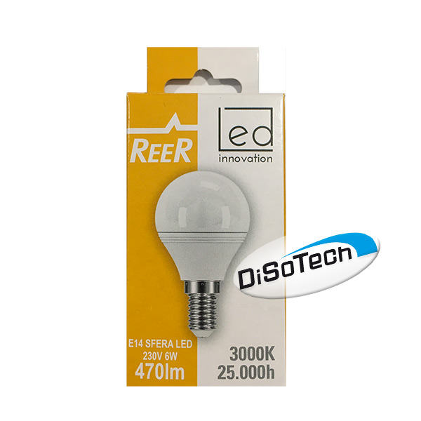 [REE5455760] Lampada led a sfera opale E14 220V 6W 3000K bianco caldo