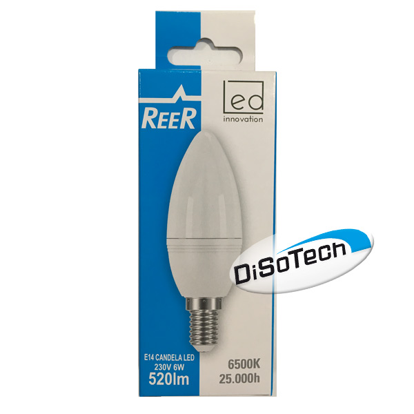 [REE5455759] Lampada LED candela opale E14 220V 6W 6500K Bianco freddo