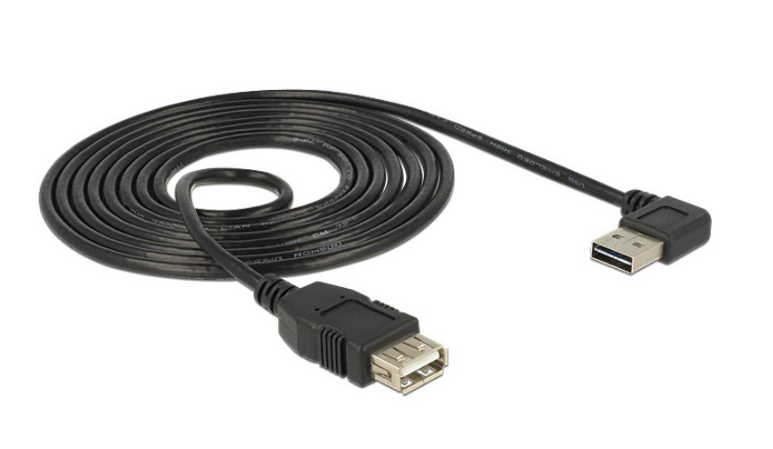 [83551] Prolunga USB 1mt A/B con connettore 90° Nera