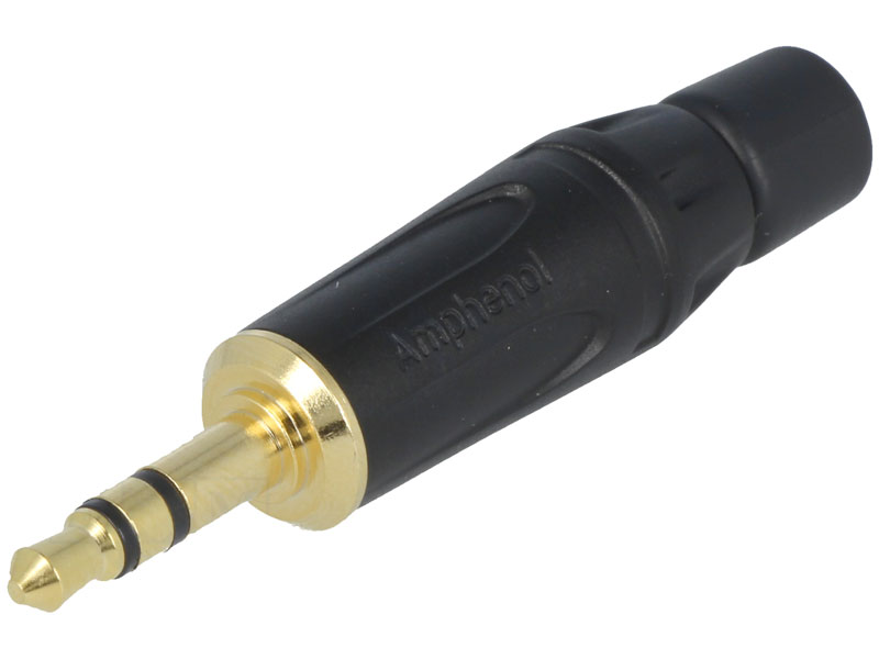 Spina connettore dorato Jack 3,5mm stereo con ingresso cavo da 6mm AMPHENOL