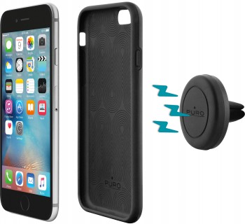SUPPORTO DA AUTO MAGNETICO + CUSTODIA CON PIASTRA METALLICA PER IPHONE 6/6S
