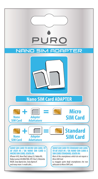 ADATTATORE NANO SIM-MICRO SIM + AD. NANO