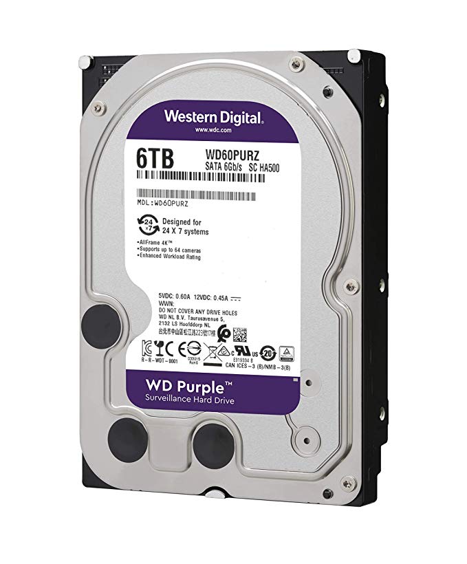 WESTERN DIGITAL HDD PURPLE 6TB 3,5 5400RPM SATA 6GB/S 64MB CACHE