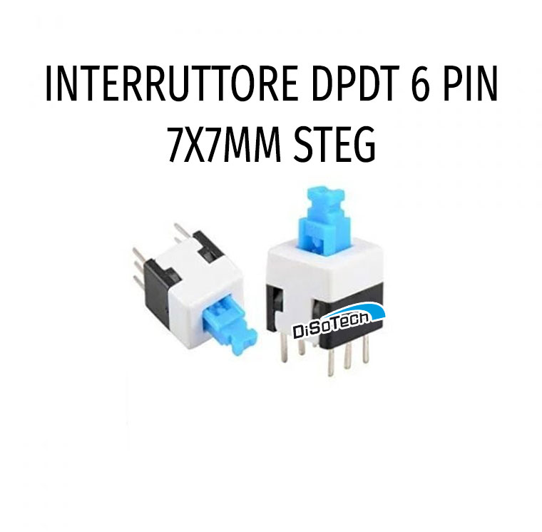 Switch On/Off Verticale 6 Pin 7X7mm DPDT STEG